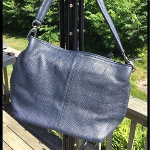 Horse in Pelle Vintage Navy Blue Leather Purse